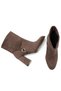 Women's Thick Heeled Buckle Detailed Casual Golf Brown Suede Boots - 4