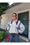Wide Sleeve Bomber Jacket with Scarf - 2