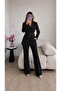 Eyelet Belted Jacket and Trousers Double Blazer Suit - 5
