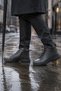 Men's Black Ankle Boots with Lace-Up and Zipper, Thick Sole, Casual City and Outdoor Boots