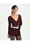 Chestnut Ecovero ™ Viscose Long Sleeve Waist-Tie Wrap Crop Blouse - 5