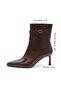Brown Belt Detailed Pointed Toe Women's Heeled Boots - 5