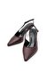 Burgundy Color Polka Dot Patterned Women's Heeled Shoes - 5