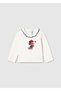 Baby Girl Cream Ruffle Collar Long Sleeve Printed T-Shirt 2090