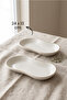 Modern Gold Gilded Cream Porcelain 2-Piece Kayık Serving Plate Set - 2