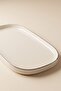Modern Platinum Silver Gilded Cream Porcelain Boat Serving Plate 30 cm - 2