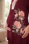 Rosette Floral Patterned Maternity and Postpartum Pajama Set with Lace Detail and Robe - 8