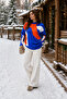 Women's Oversize Crew Neck Modern Patterned Blue Knitwear Sweater 0154 - 6