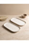 Modern Platinum Silver Gilded Cream Porcelain 2-Piece Kayık Serving Plate Set 30 cm - 6