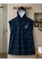 Printed Towel Poncho, Unisex, 80X100 Oversized Beach, Pool and After-Bath Towel - Navy Blue Camouflage Patterned-Defoludur - 4