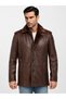 Men's Brown Genuine Leather Jacket – Classic Model with Faux Fur Lining - 2