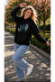 Women's Colorful Boho Feather Graphic Printed Hooded Kangaroo Pocket Cotton Casual Sweatshirt