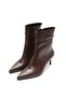 Brown Belt Detailed Pointed Toe Women's Heeled Boots - 3