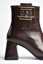 Women's Bitter Brown Thick Heeled Boots & Booties - 6
