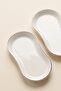 Modern Platinum Silver Gilded Cream Porcelain 2-Piece Kayık Serving Plate Set 24 cm - 5