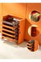 Multi‑Layer Wall‑Mounted Food Storage Organizer, Pull‑out Drawer Type Kitchen Prep Rack, Orange Stackable Serving Tray for Vegetables Fruits - 5