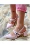 VERONICA POWDER RUGAN 2 BUCKLE SHORT HEEL SANDALS
