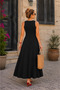 Timeless Elegance - Women's Square Neck Front Zipper Long Crepe Dress - 3