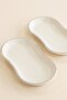 Modern Platinum Silver Gilded Cream Porcelain 2-Piece Kayık Serving Plate Set 24 cm - 4