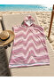 Printed Towel Poncho, 80x100 Oversized Beach, Pool, and Post-Shower Towel—Pink Wave Pattern—has a defect - 5