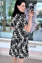 Women's Patterned Summer Double-Breasted Collar Midi Dress 12C-2412 - 2