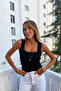 Square Neck Basic Thick Strap Knitwear Blouse - 6