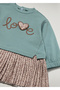 Ruffled Mixed Fabric Sweatshirt Combination Baby Girl Dress 2901 - 2