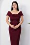 Square Neck Thick Strap Glitter Dress Grs4139 - 2