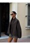 Women's Zippered High Collar Oversized Basic Jacket with Draped Sleeves New Season - 6