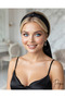 Royale Series Black Satin Hair Scarf with Hair Band Attachment - 4
