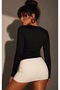 Women's Black Crew Neck Finger-Loop Blouse Be494 - 2