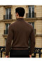 Men's Trend Winter Half-Throat Brown Knitwear Sweater - 2