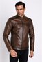 Men's Brown Regular Leather Sports Jacket - 3