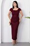 Square Neck Thick Strap Glitter Dress Grs4139 - 3