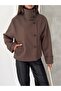 Buttoned Cashmere Jacket with High Collar
