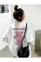 Women's Minaruis Happy Smiley Pink Bear Printed T-Shirt
