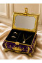 Mirrored Kaki Box with Gold Embroidery and Compartments, Decorative Jewelry Box - 4