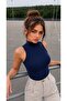 Women's Stand Collar Sleeveless Slim Fit Ultra Soft Flexible Lycra Cotton Basic Body&Blouse - 3