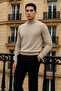 Men's Trend Winter Half-Throat Cream Knitwear Sweater - 3