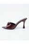 Women's patent leather bow detail pointed toe stiletto heel elegant heeled mules - 2