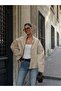 Women's Zippered High Collar Oversized Basic Jacket with Draped Sleeves New Season - 3