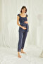 Lace Front Buttoned Maternity 3-Piece Pajamas Set - 5