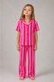 Girl's Striped Nightgown Pink Pajama Set - 4