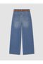 Lcw Jeans Indigo Wideleg Women's Jean Pants with Belted Waist - 6