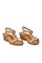 Women's Beige Embroidered Ethnic Patterned Padded Sole Stylish Sandals B112 Z - 2
