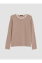 Alita City Farkıyla Lcw Everyday Beige Ribbed Striped Tight & Slim Long Sleeve Women's Bodysuit - 5