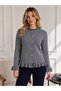 Women's Ruffle Detailed Buttoned Knitwear Cardigan Long Sleeve Casual Top