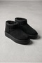 Women's Black Suede Thick Flat Platform Sole Fur Lined Winter Boots - 3
