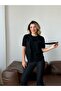 Women's Black Knitwear Blouse with Tie Detail - 3