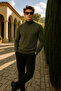 Men's Basic Premium Comfort Long Khaki Sweater - 4